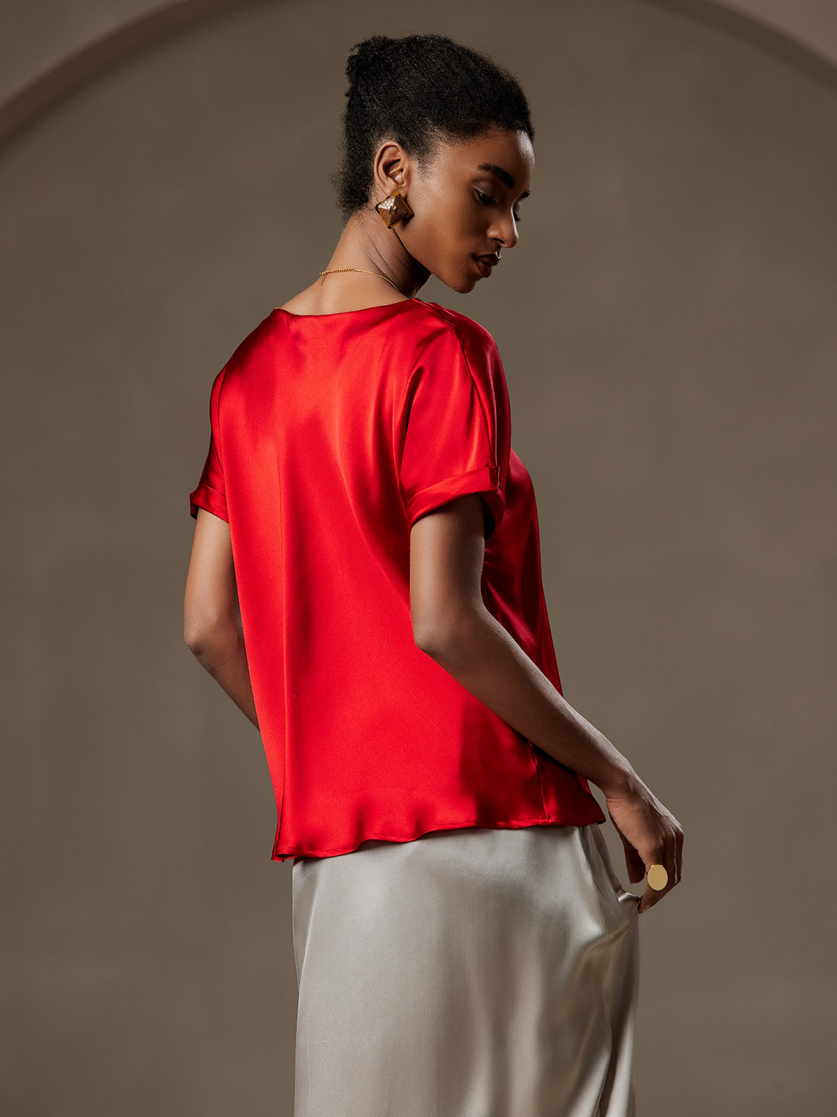 [Vin] SilkSilky-DK 19Momme Silke Womens T-Shirt 002