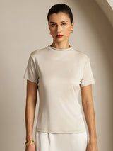 [Grå] SilkSilky-DK Short Sleeve T-shirt til kvinder 006