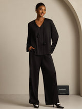[Sort] SilkSilky-DK 19Momme Silke Langærmet V Hals Bluse 006