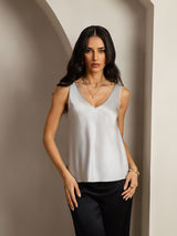 [Sølv] SilkSilky-DK Sleeveless V Neck Camisole Top 003
