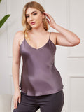 SilkSilky-DK Plus Size Camisoles LillaGrå 004