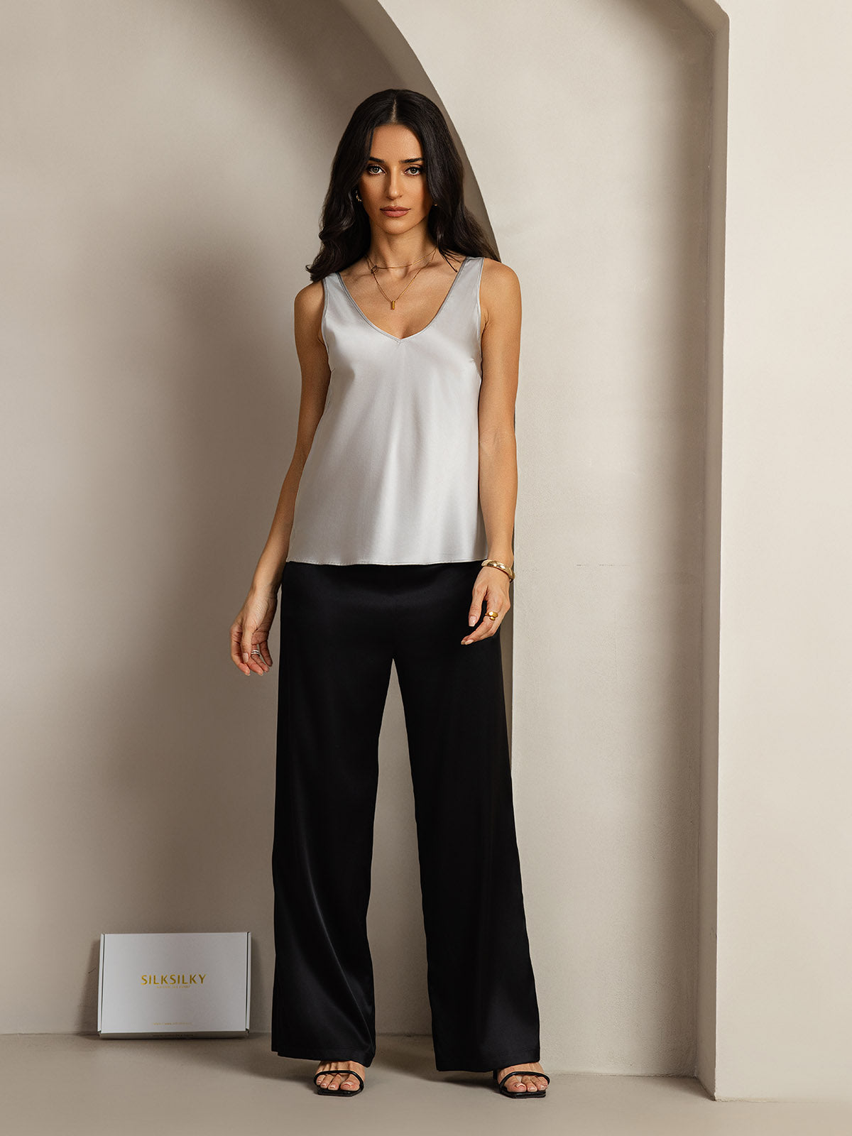 [Sølv] SilkSilky-DK 19Momme Silke Camisoles 004