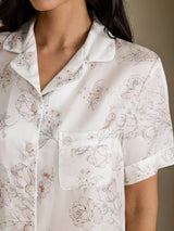 [Cremeblomster] SilkSilky-DK Short Sleeve Notch Collar Dame Pyjamas 004