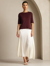 [Windsorvin] SilkSilky-DK Half Sleeve Crew Neck T-shirt til kvinder 007