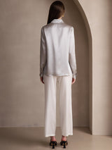 [Lysegrå] SilkSilky-DK Long Sleeve Lapel Collar Dameskjorte 002