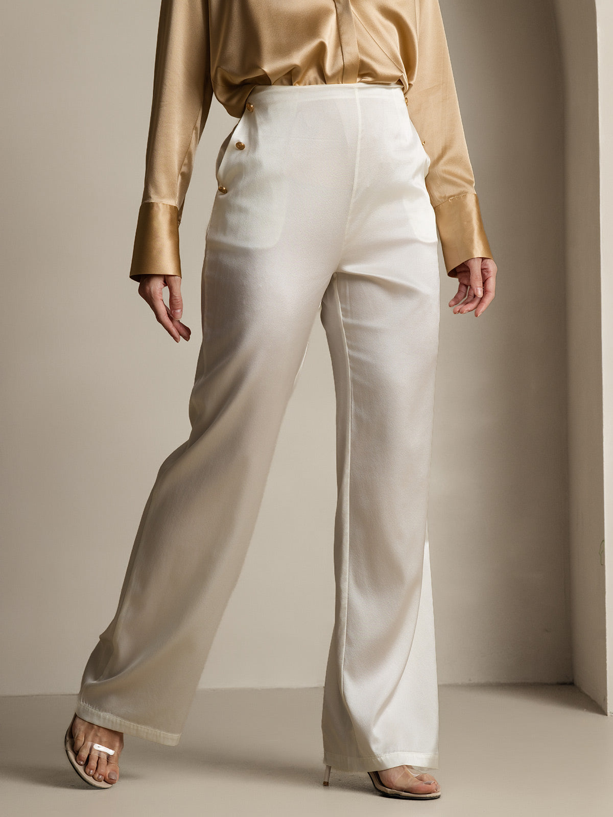 [Hvid] SilkSilky-DK 19Momme Silke Womens Pants 004