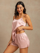 [Ferskenhud] SilkSilky-DK 19Momme Silke Spaghetti Rem Camisole Set 003