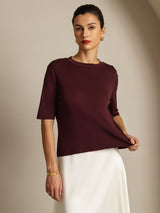 [Windsorvin] SilkSilky-DK Half Sleeve Crew Neck T-shirt til kvinder 006