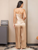[Champagne] SilkSilky-DK Spaghetti Rem V Hals Camisole Sæt 002