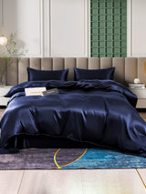 [Mørkeblå] SilkSilky-DK 25Momme Bedding Set 001