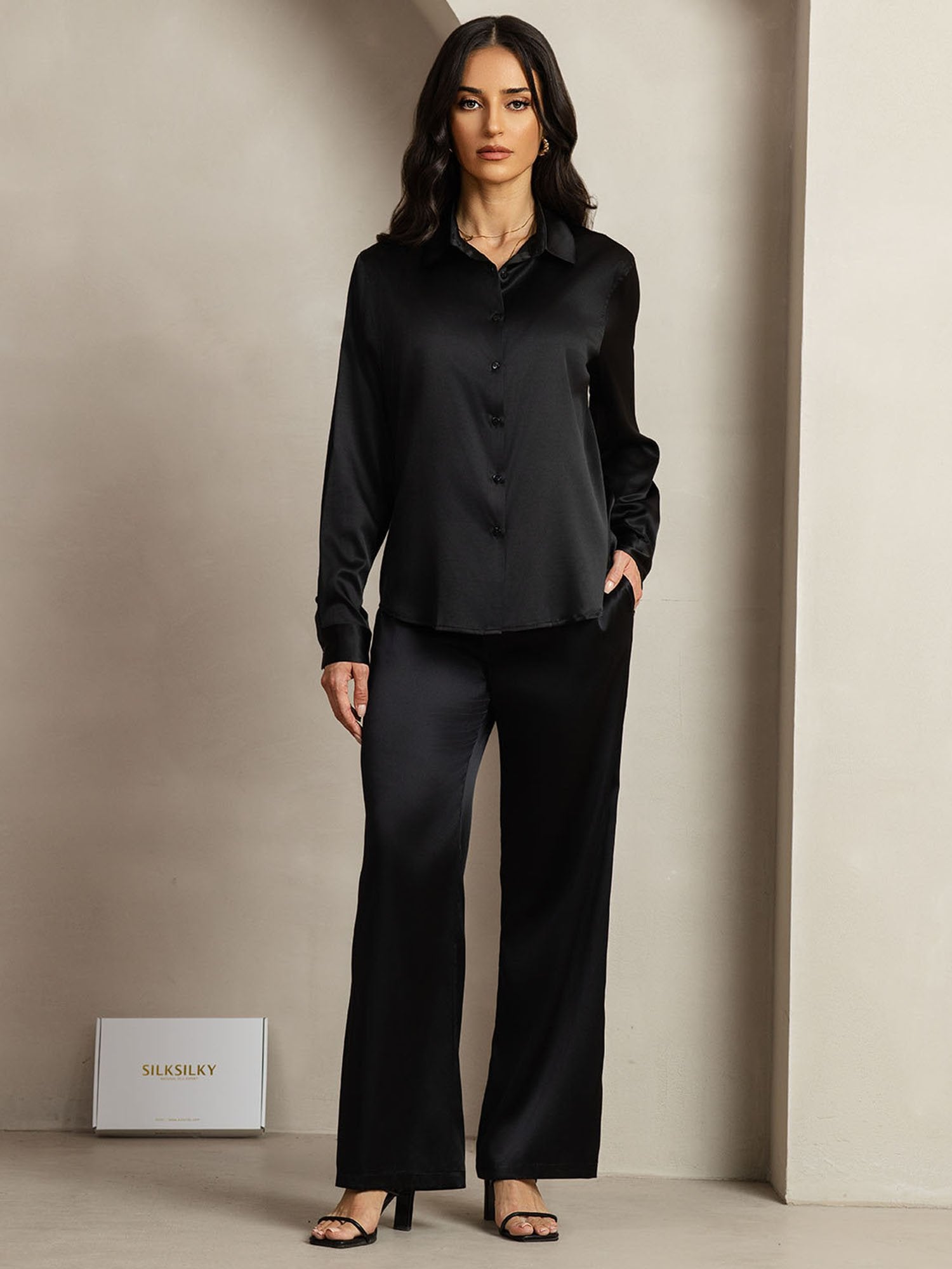 [Sort] SilkSilky-DK 19Momme Silke Lapel Collar Women''s Outfit Sets 001