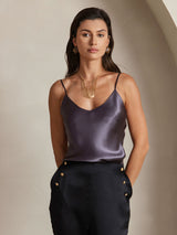 [Lilla Grå] SilkSilky-DK Spaghetti Strap V Neck Camisole Top 006