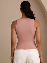 [Lyserød] SilkSilky-DK Sleeveless Deep V Neck Camisole Top 002