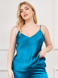 SilkSilky-DK Plus Size Camisoles Blågrøn 001