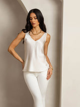 [Lysegrå] SilkSilky-DK Sleeveless V Neck Camisole Top 005
