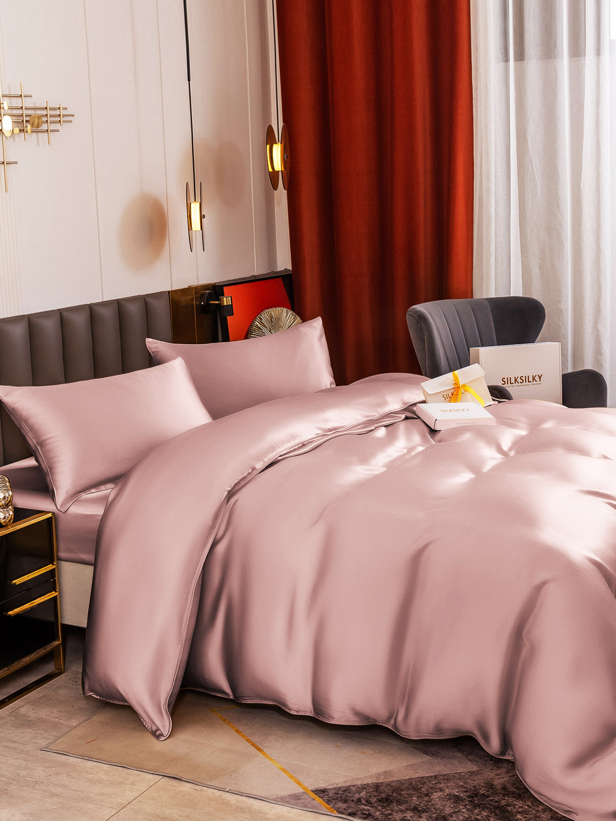 [Bleg Mauve] SilkSilky-DK 19Momme Bedding Set 005