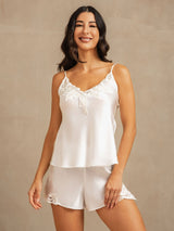 [Hvid] SilkSilky-DK Sleeveless V Neck Camisole Sæt 006