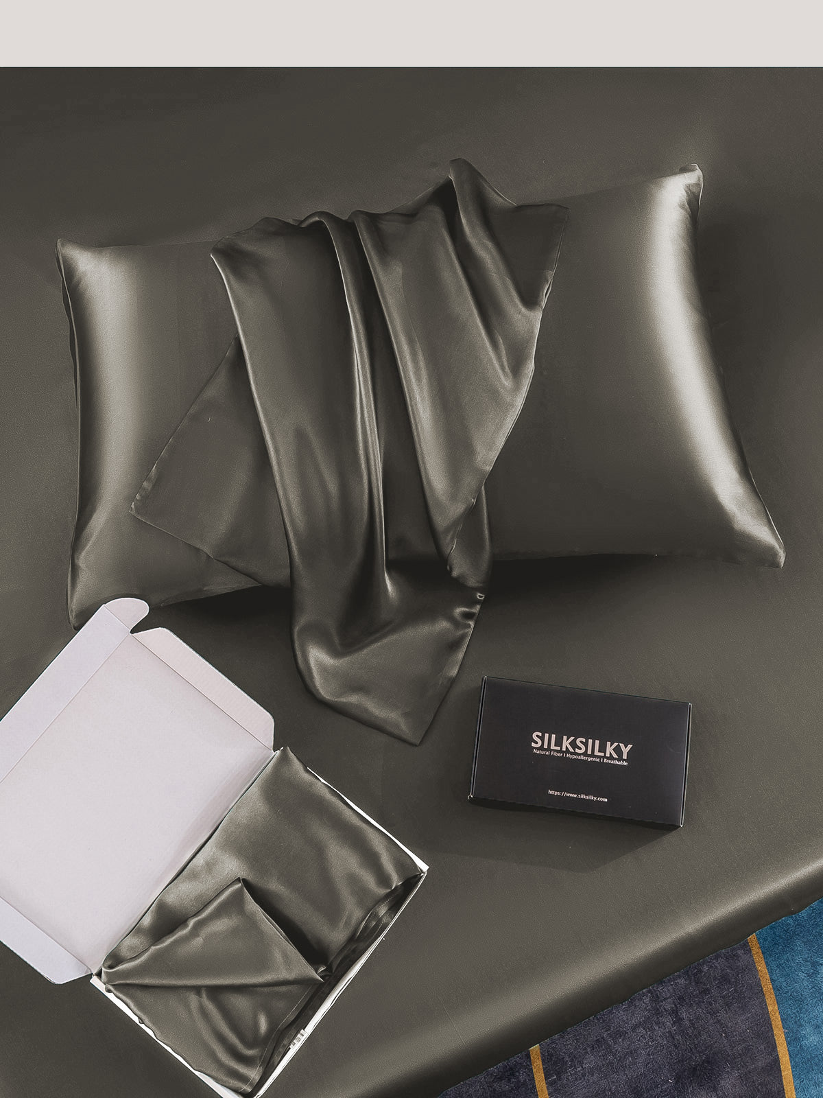 [Mørkegrå] SilkSilky-DK 19Momme Pillowcase 006