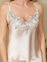 [Beige] SilkSilky-DK Sleeveless V Neck Camisole Sæt 004