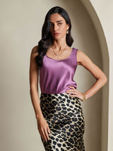 [Mørke Lilla] SilkSilky-DK 19Momme Ærmeløs Dyb Rund Halsudskæring Camisole Top 003