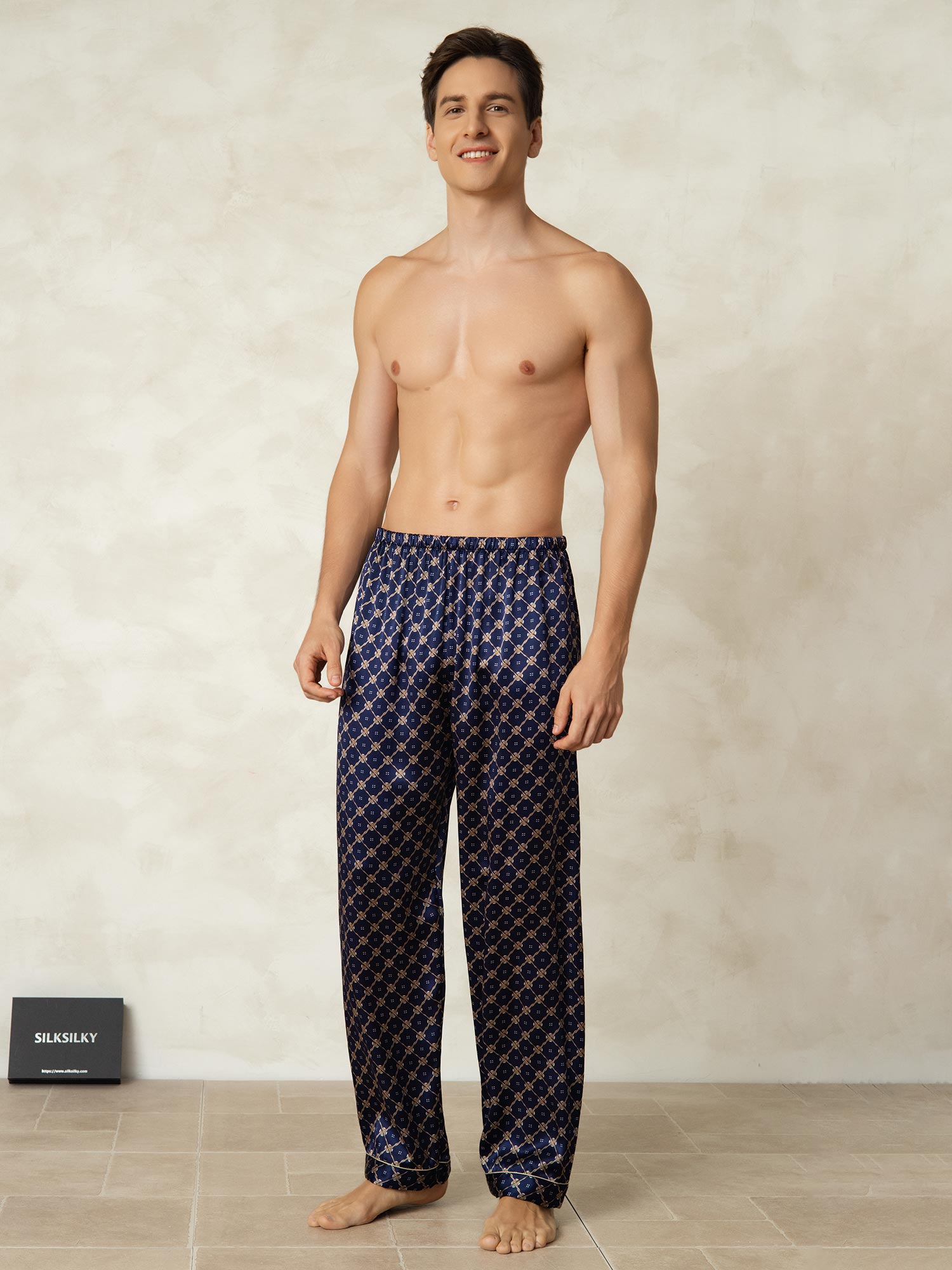 [Marine Kæde] SilkSilky-DK Mens Sleep Bottoms 004