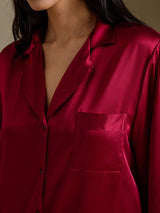 [Vin] SilkSilky-DK Long Sleeve Lapel Collar Soveskjorte 004
