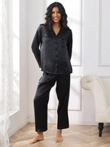 [Sort] SilkSilky-DK Long Sleeve Lapel Collar Dame Pyjamas 003