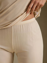 [Beige] SilkSilky-DK Long Sleeve V Neck Dame Lange Underbukser 005