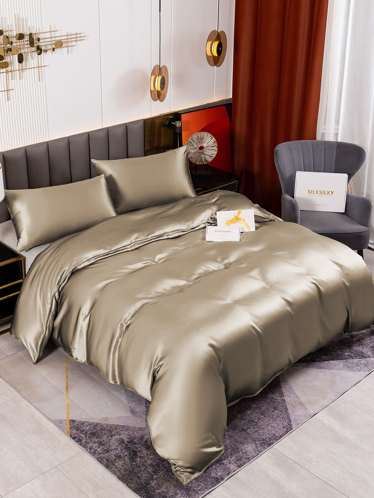 [Kaki] SilkSilky-DK 19Momme Bedding Set 003