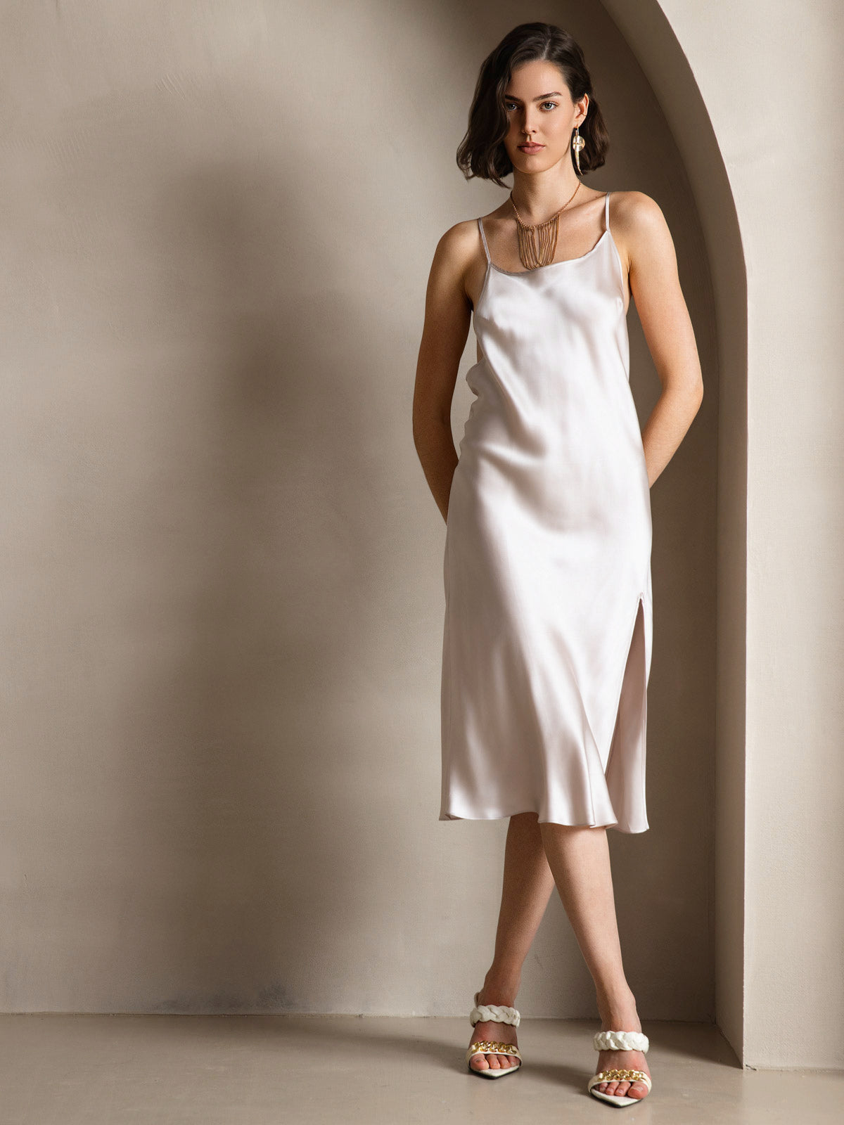 [Beige] SilkSilky-DK Dress 001