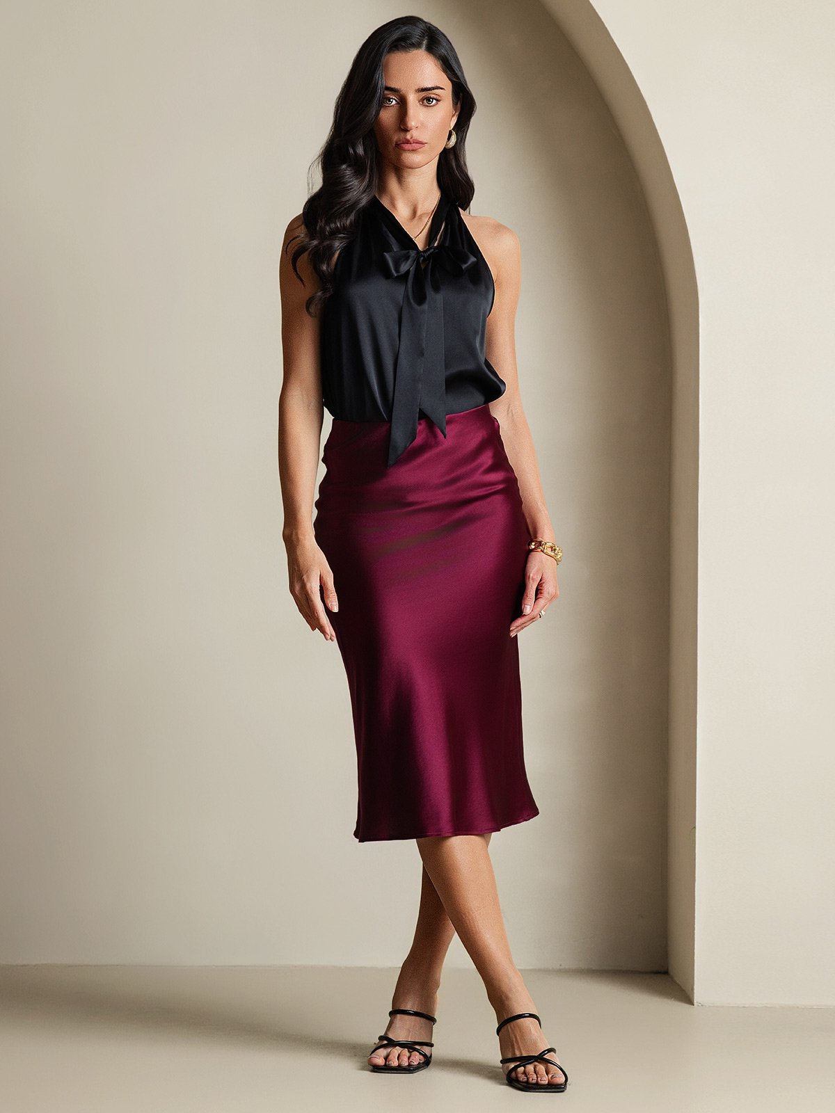 SilkSilky-DK 19Momme Silke Womens Shirt Sort 006