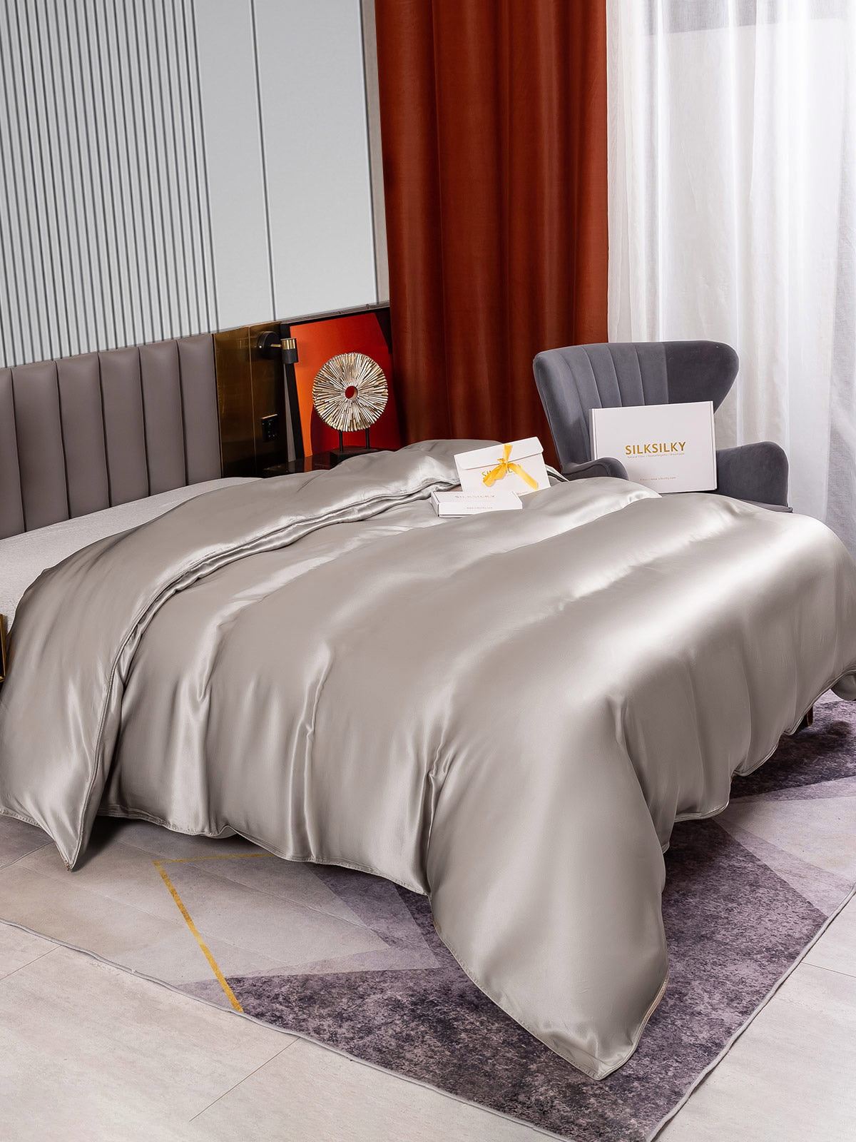 [Grå] SilkSilky-DK 22Momme Duvet Cover 004