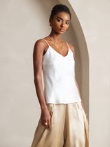 [Hvid] SilkSilky-DK Spaghetti Strap V Neck Camisole Top 005