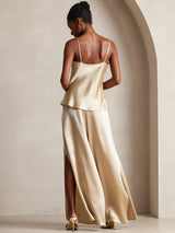 [Champagne] SilkSilky-DK Spaghetti Strap V Neck Camisole Top 002