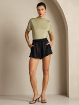 [Tørret Urte] SilkSilky-DK Short Sleeve T-shirt til kvinder 006
