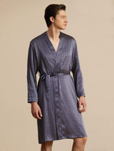[Marine Ginkgo] SilkSilky-DK Long Sleeve V Neck Morgenkåbe til Mænd 001