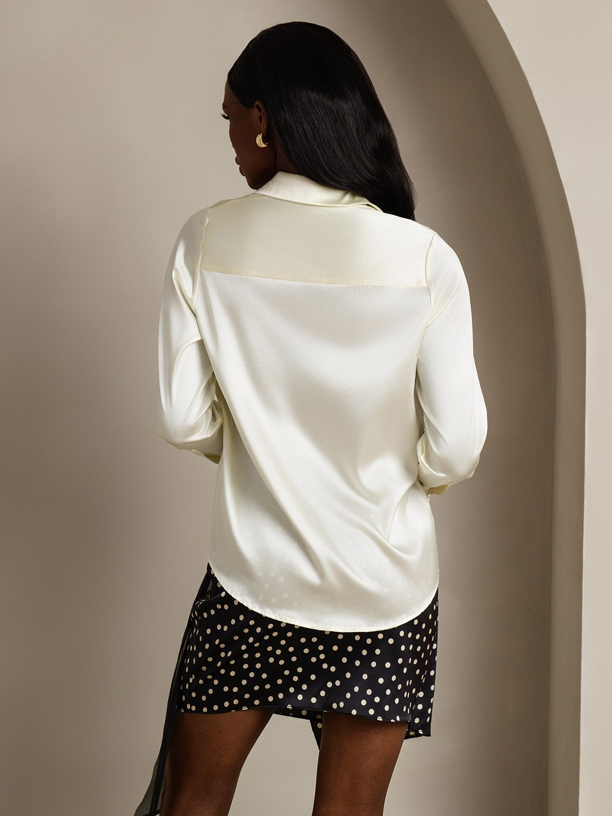 SilkSilky-DK 19Momme Silke Womens Shirt Elfenben 002