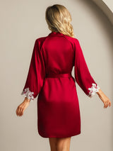 [Vin] SilkSilky-DK 3/4 Sleeve Dame Morgenkåbe 002