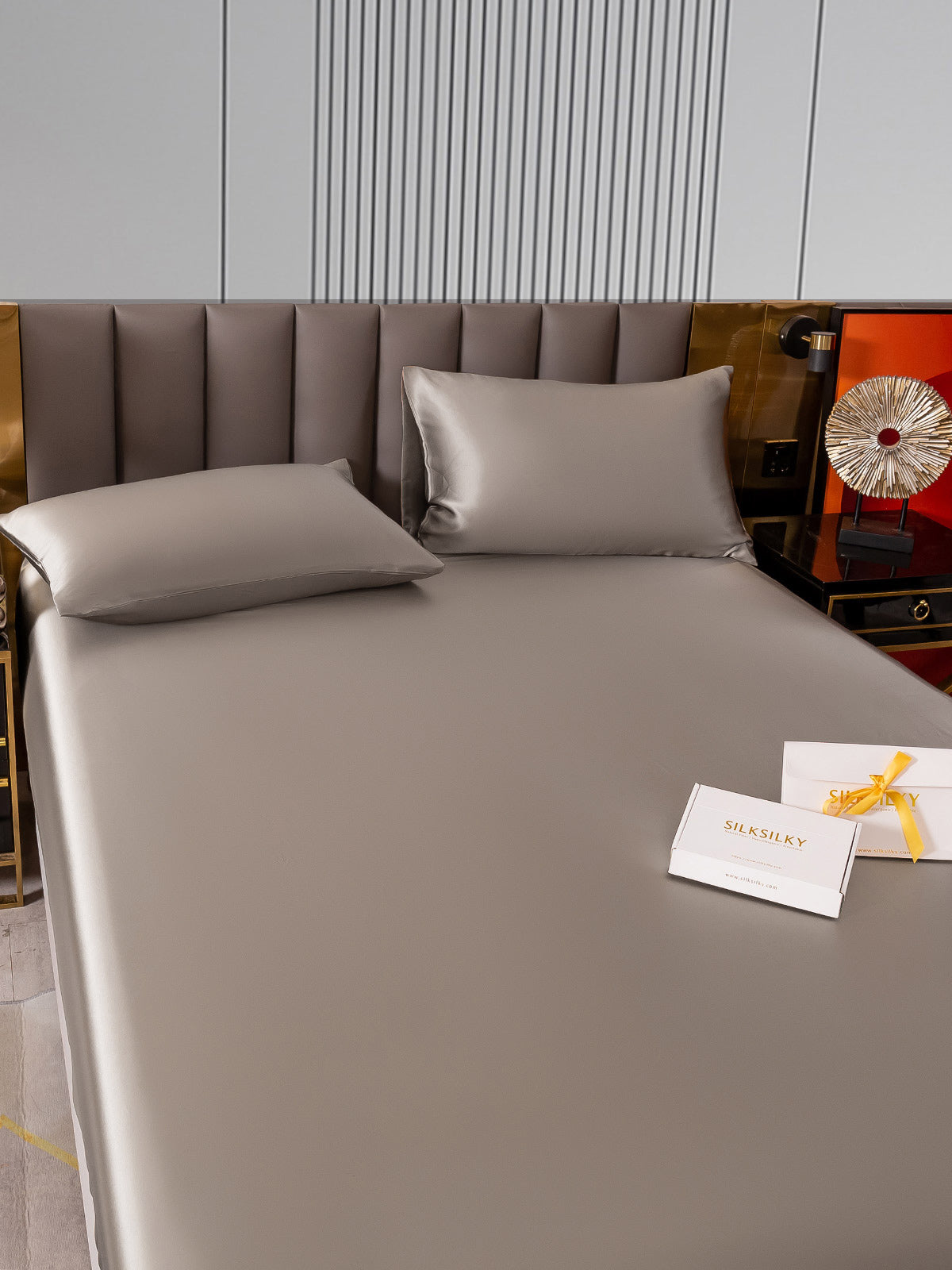 [Grå] SilkSilky-DK 22Momme Bedding Set 003