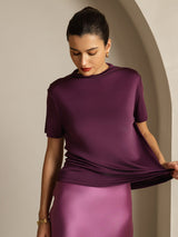 [Lilla] SilkSilky-DK Short Sleeve T-shirt til kvinder 003