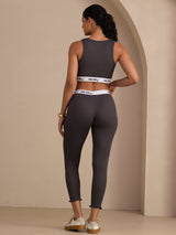 [Grå] SilkSilky-DK Sleeveless Crew Neck Women's Outfit Sets 002