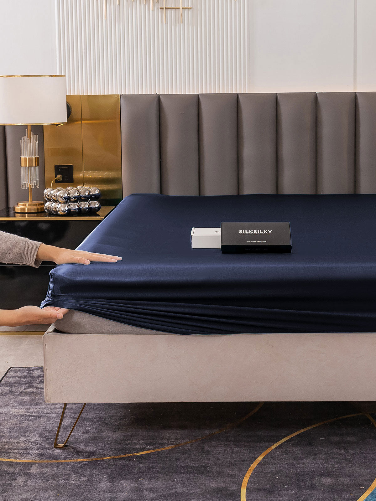 [Mørkeblå] SilkSilky-DK 19Momme Sheet 003