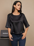 SilkSilky-DK-Pure-Silk-Half-Sleeve-Boat-Neck-T-shirt-til-kvinder-Sort-004