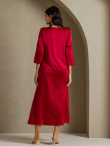 [Vin] SilkSilky-DK 3/4 Sleeve Round Neck Kjole 002