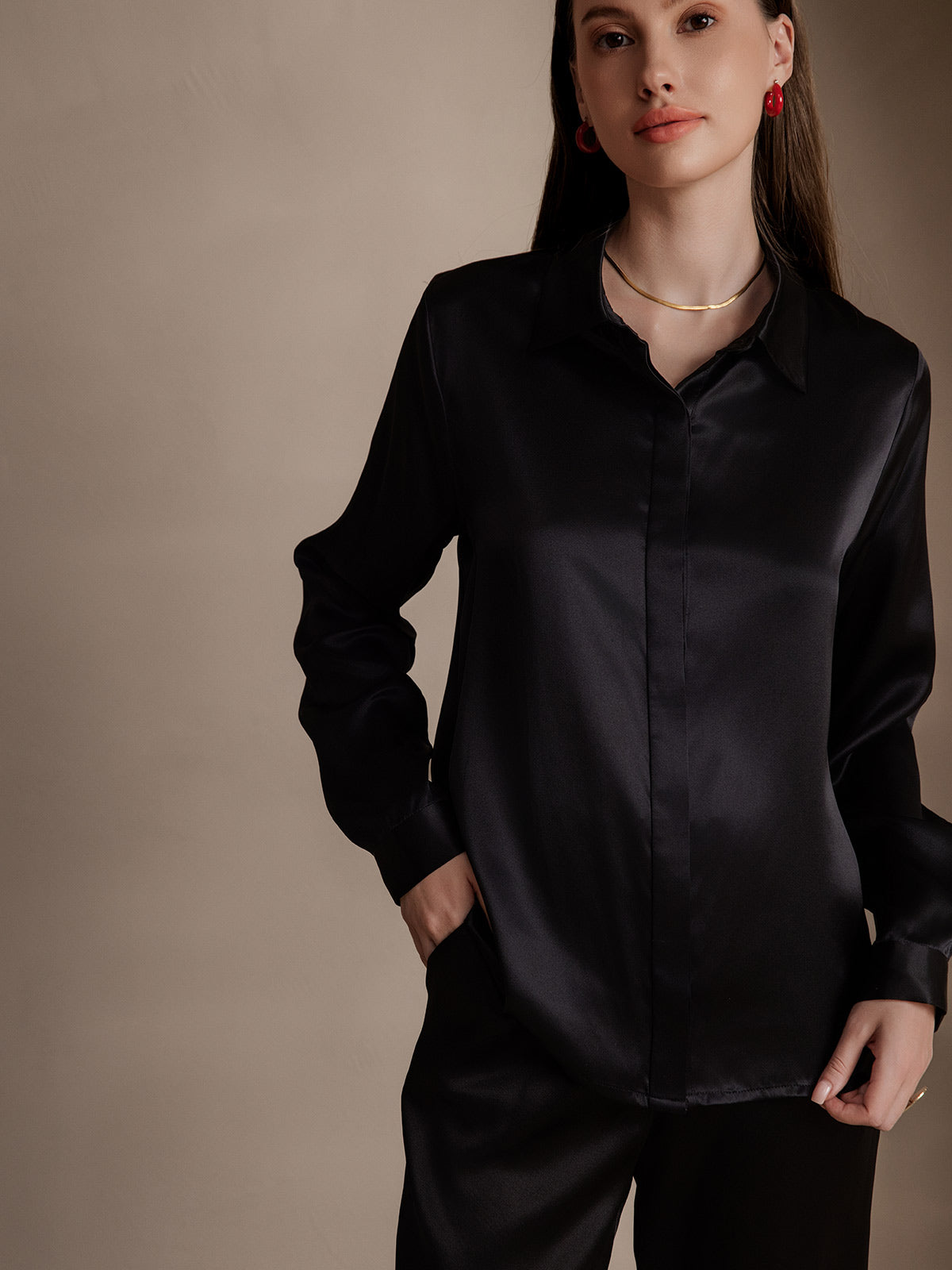 [Sort] SilkSilky-DK 19Momme Silke Womens Shirt 001