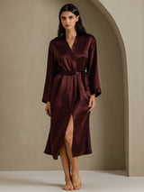 [Brun] SilkSilky-DK Long Sleeve Dame Morgenkåbe 003