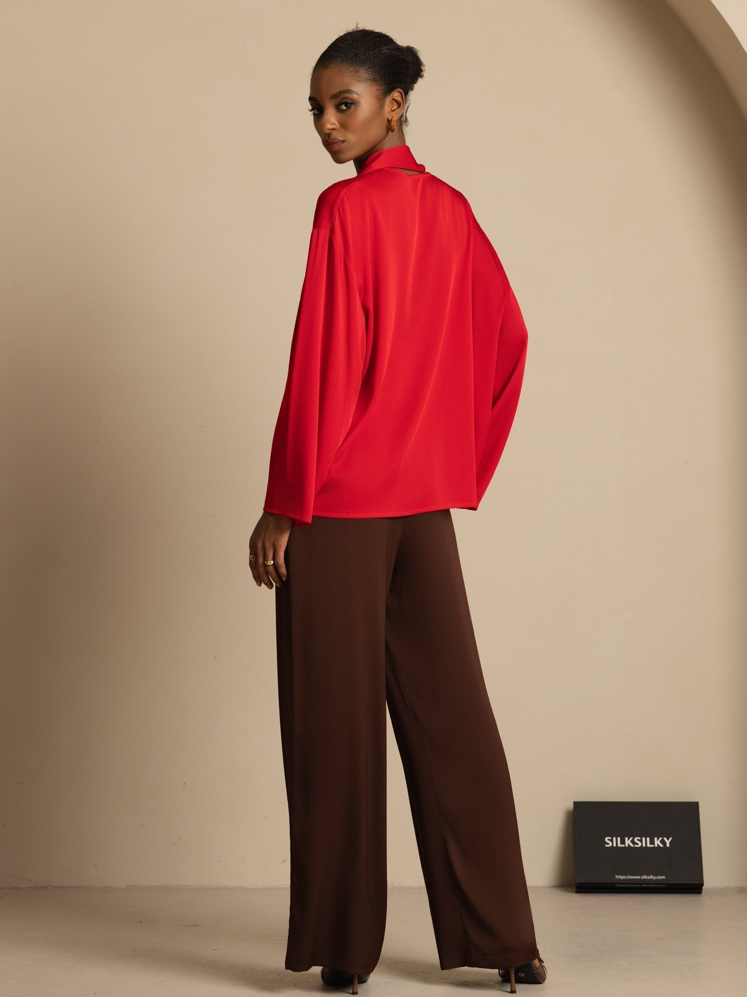 [Vin] SilkSilky-DK 19Momme Silke Langærmet V Hals Bluse 007