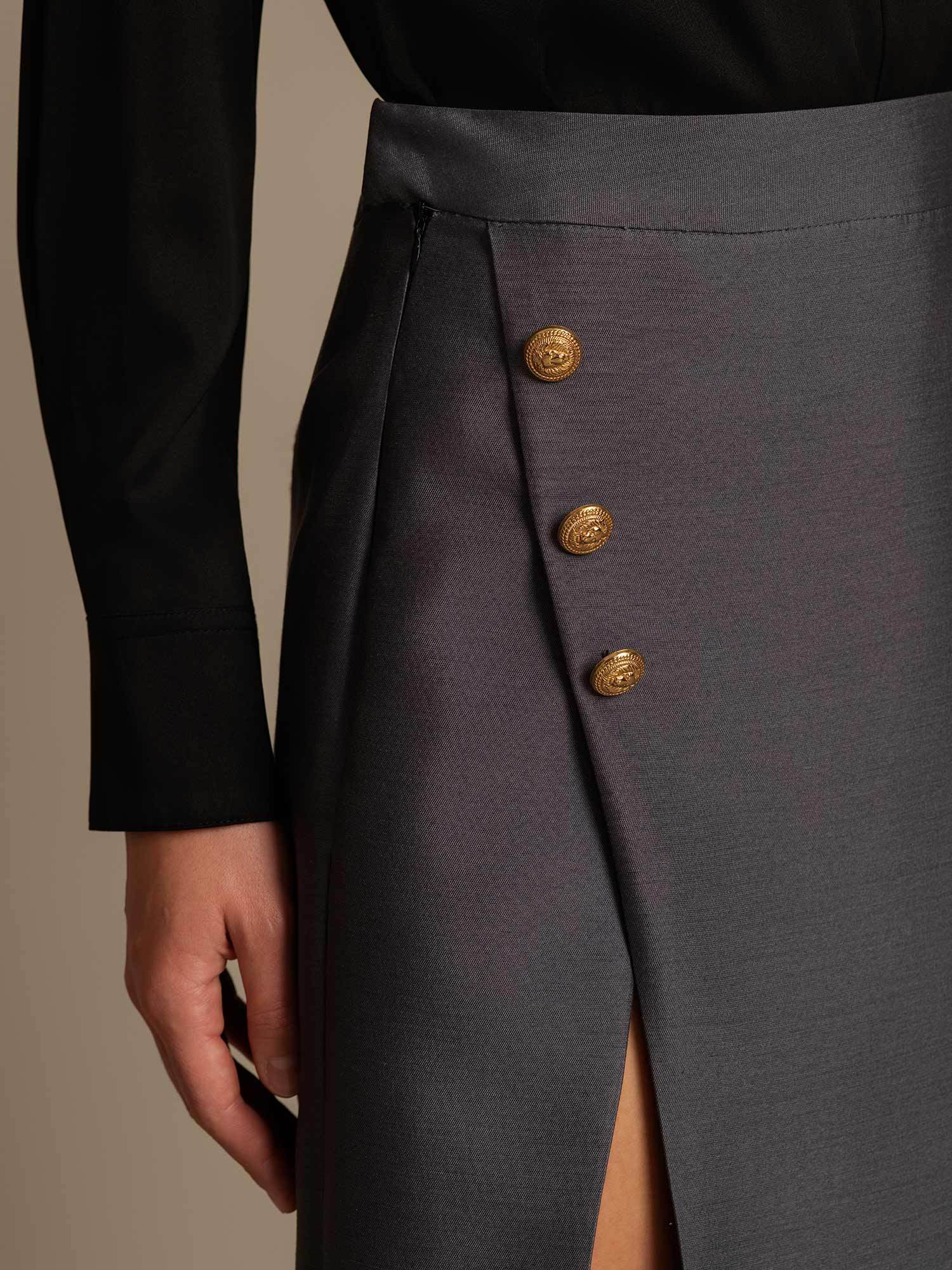 [Grå] SilkSilky-DK 32Momme Silke Skirt 004,