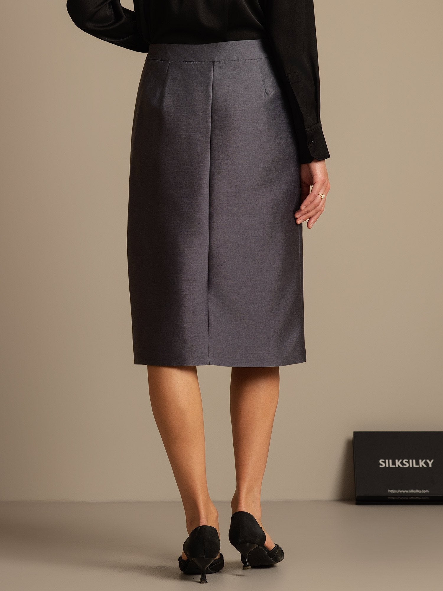 [Grå] SilkSilky-DK 32Momme Silke Skirt 002,