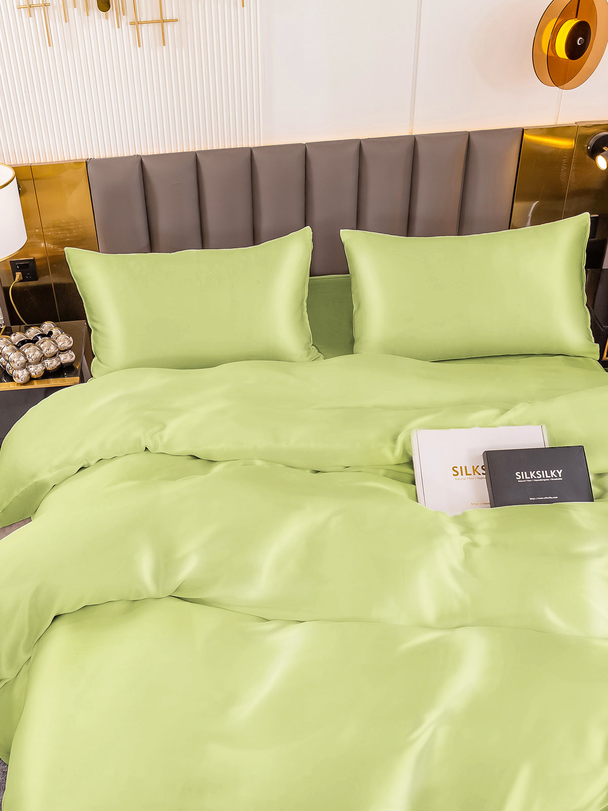 [Mintgrøn] SilkSilky-DK 19Momme Bedding Set 003